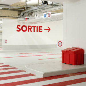 sortie parking lettre découpées rouges